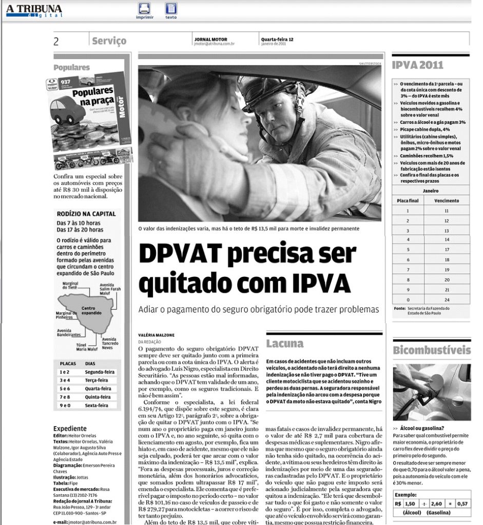 Nigro Advocacia na Tribuna de Santos